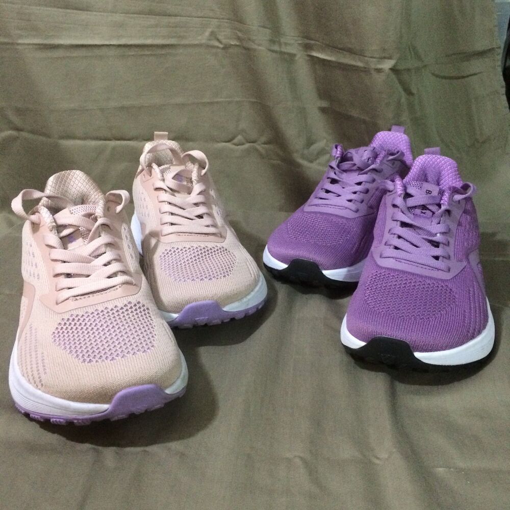 Bronax Womens Knit Running Shoes Size 39 8 Lot of 2 Pairs Purple Pink